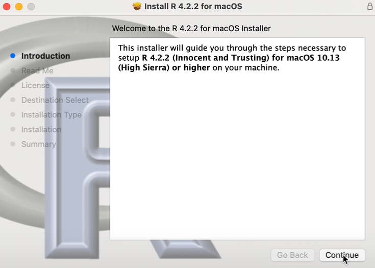 Installation R for macOS