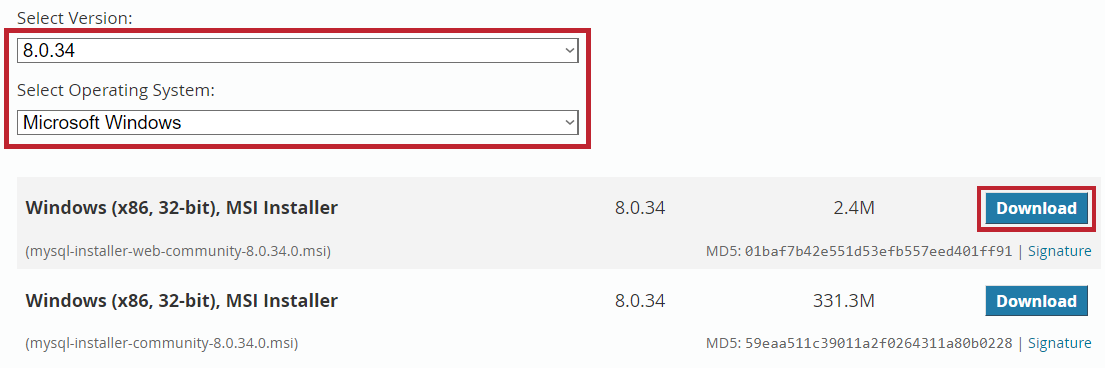 Installation MySQL for Windows