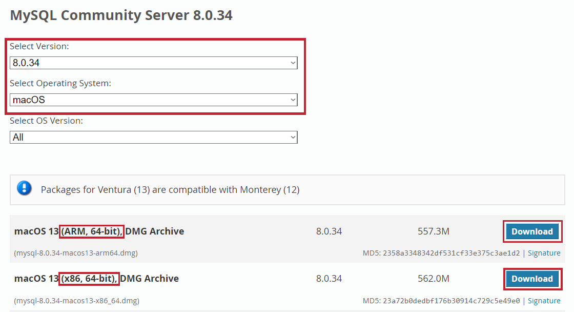 Installation MySQL for macOS